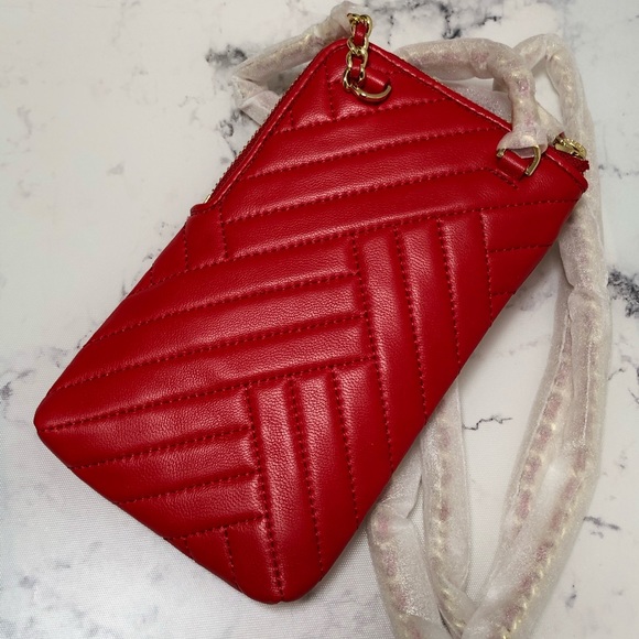 Tory Burch Alexa Phone Crossbody Bag Purse in Brilliant Red - Picture 2 of 12